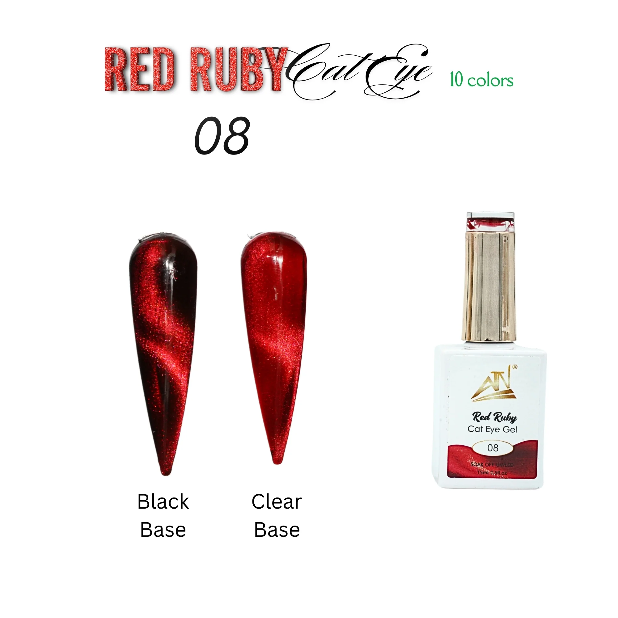 ATN Fashion Nail Art - Red Ruby Cat Eye Gel Nail Polish 10 colors - Image 11