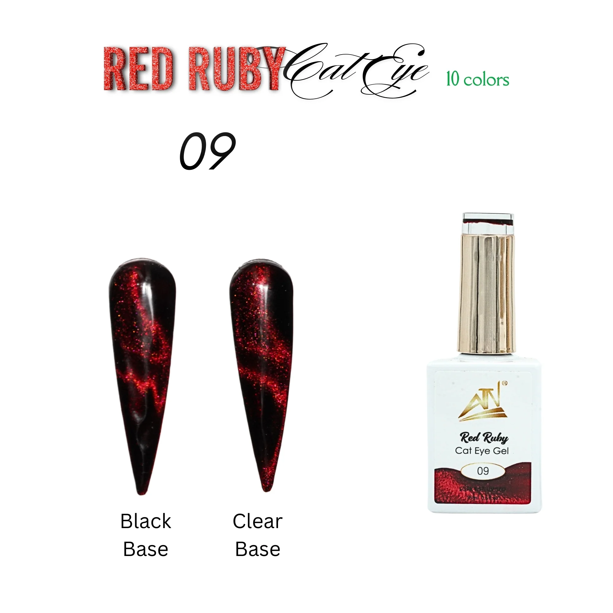 ATN Fashion Nail Art - Red Ruby Cat Eye Gel Nail Polish 10 colors - Image 12