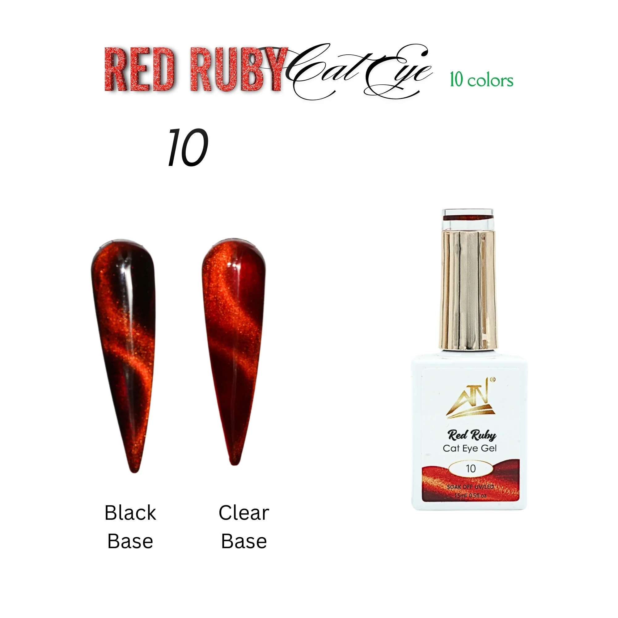 ATN Fashion Nail Art - Red Ruby Cat Eye Gel Nail Polish 10 colors - Image 13