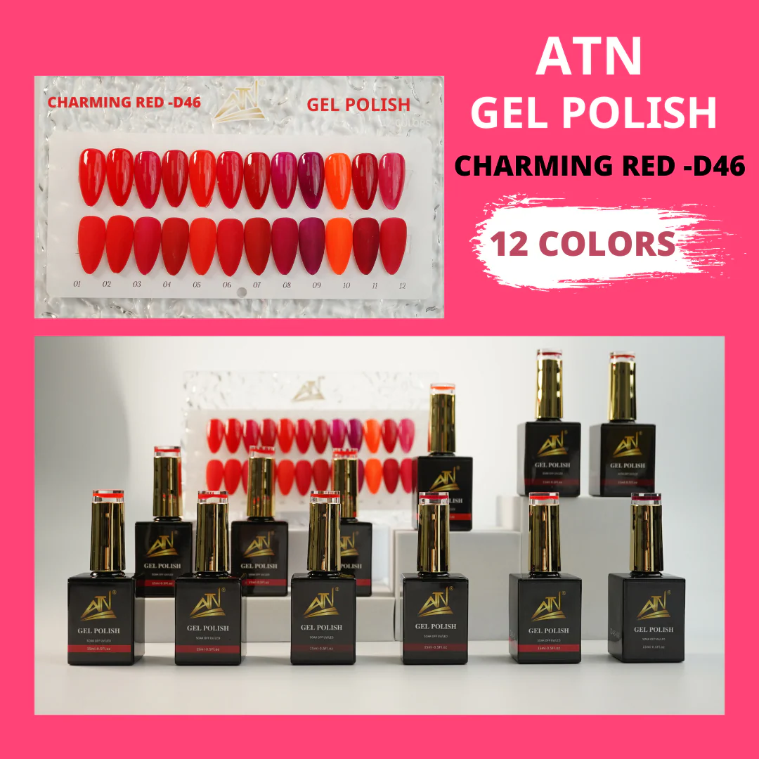 ATN GEL POLISH - CHARMING RED D46 - 12 COLORS - Image 2