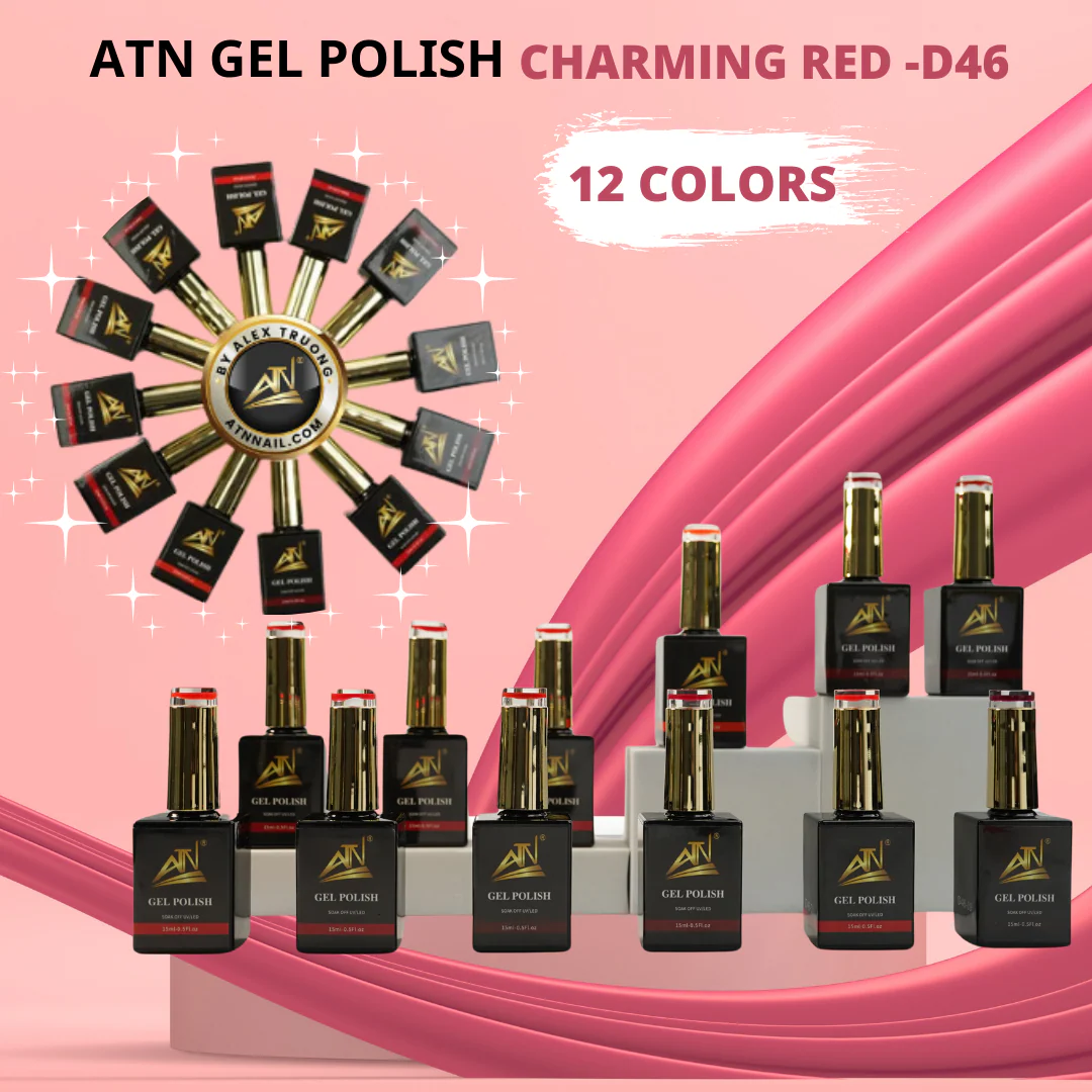 ATN GEL POLISH - CHARMING RED D46 - 12 COLORS - Image 3