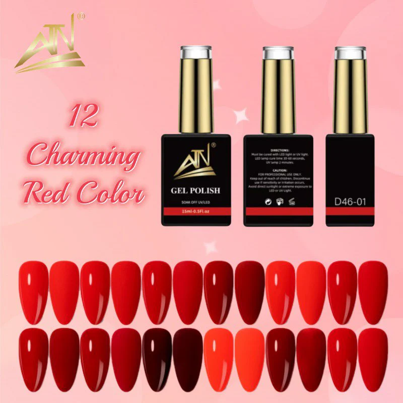 ATN GEL POLISH - CHARMING RED D46 - 12 COLORS - Image 4
