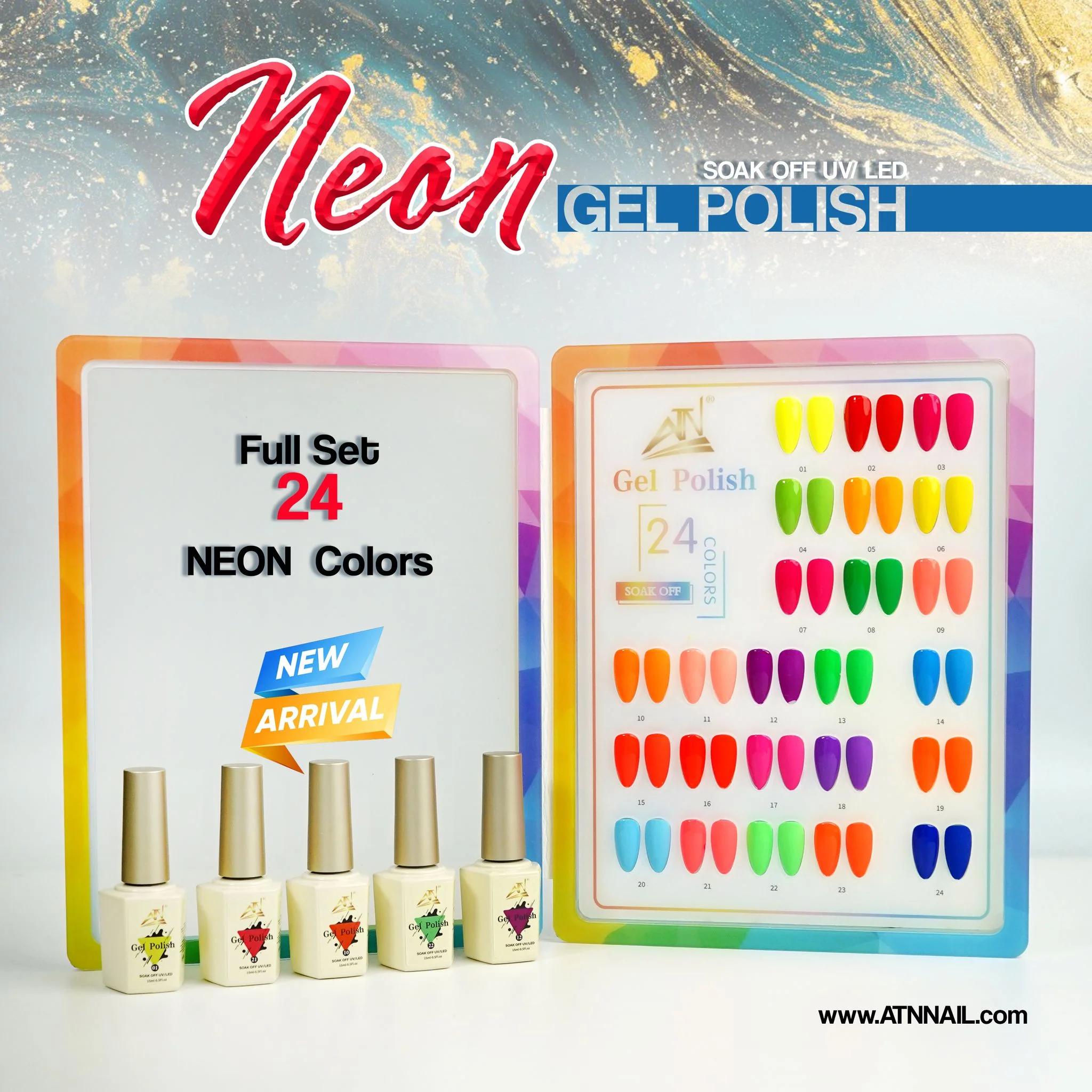 ATN Neon Gel Polish - Set 24 Colors