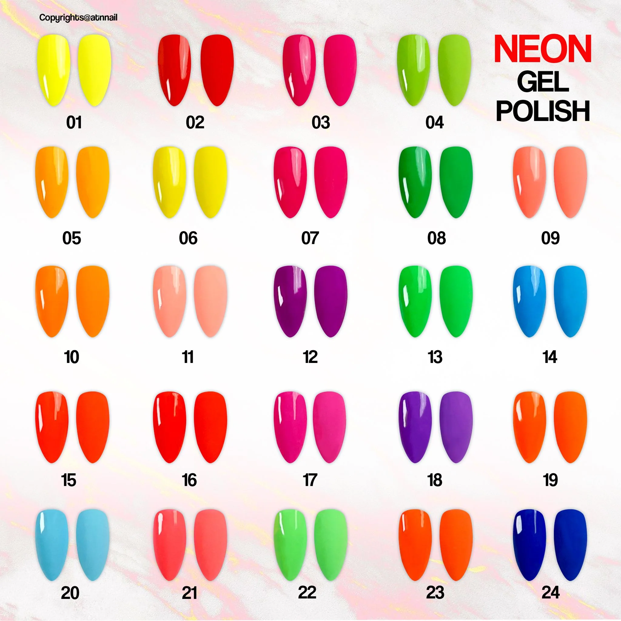 ATN Neon Gel Polish - Set 24 Colors - Image 3
