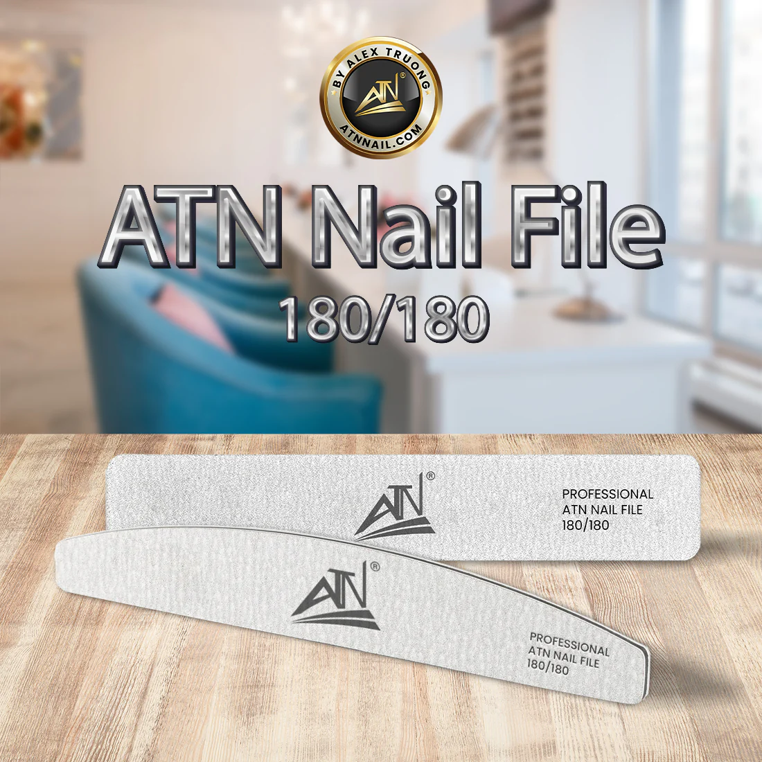 ATN Nail File 180/180 - White - Pack 20pcs