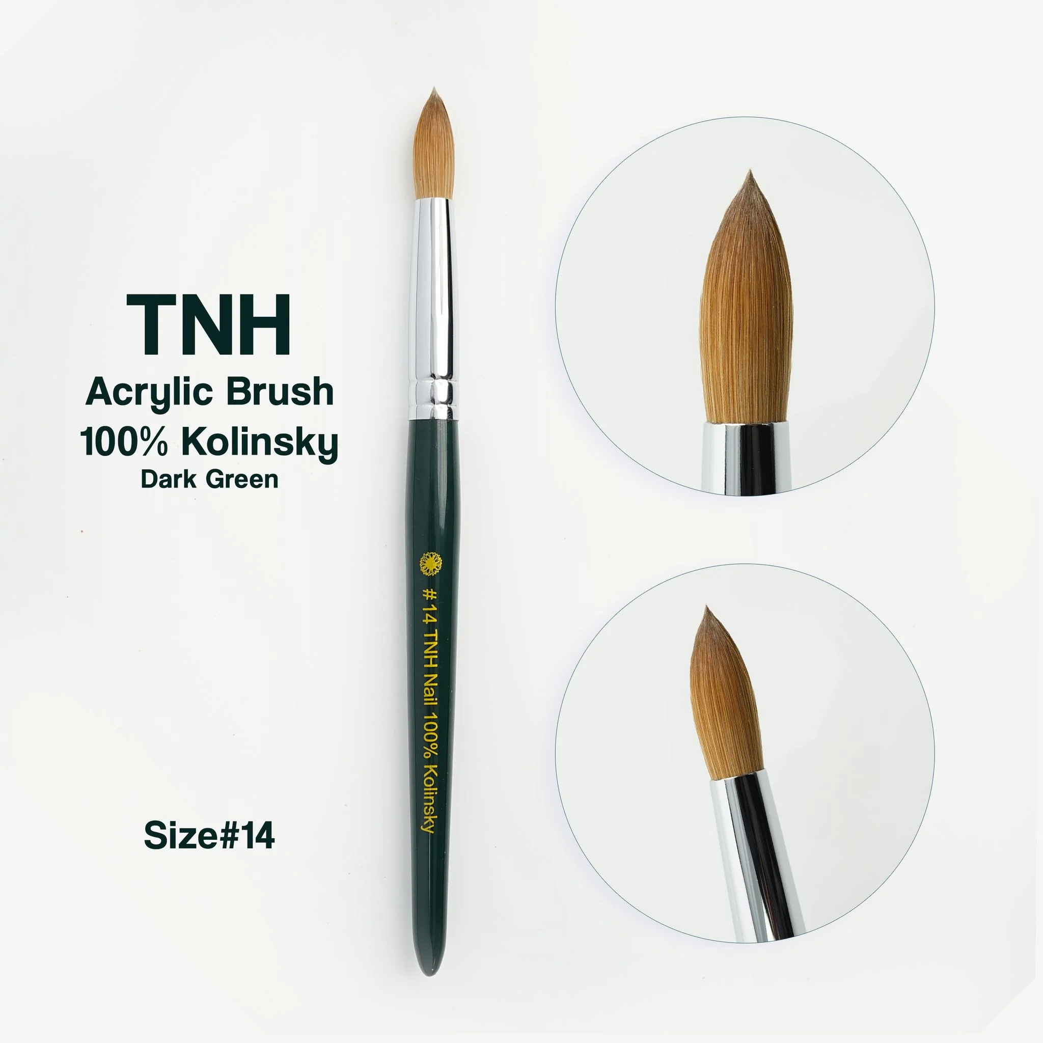 TNH 100% Kolinsky Acrylic Nail Brush | Dark Green - Image 6