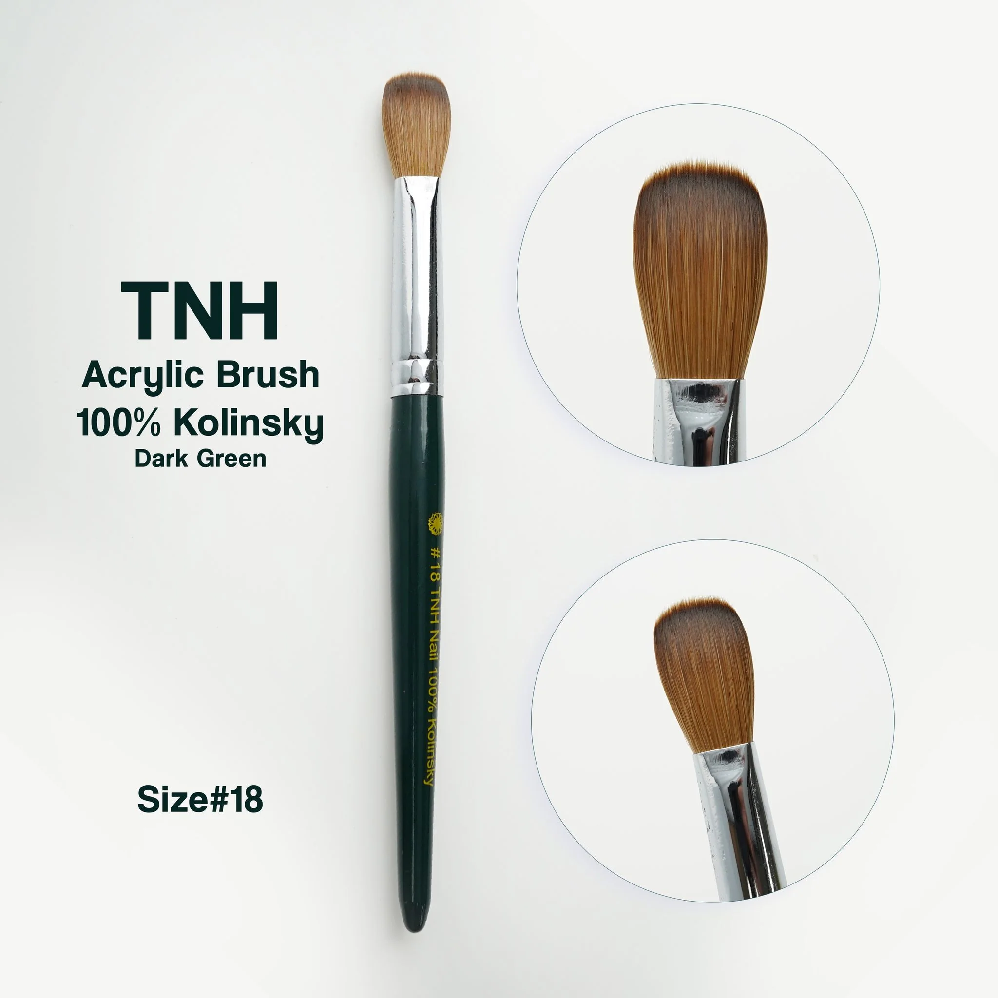 TNH 100% Kolinsky Acrylic Nail Brush | Dark Green - Image 7