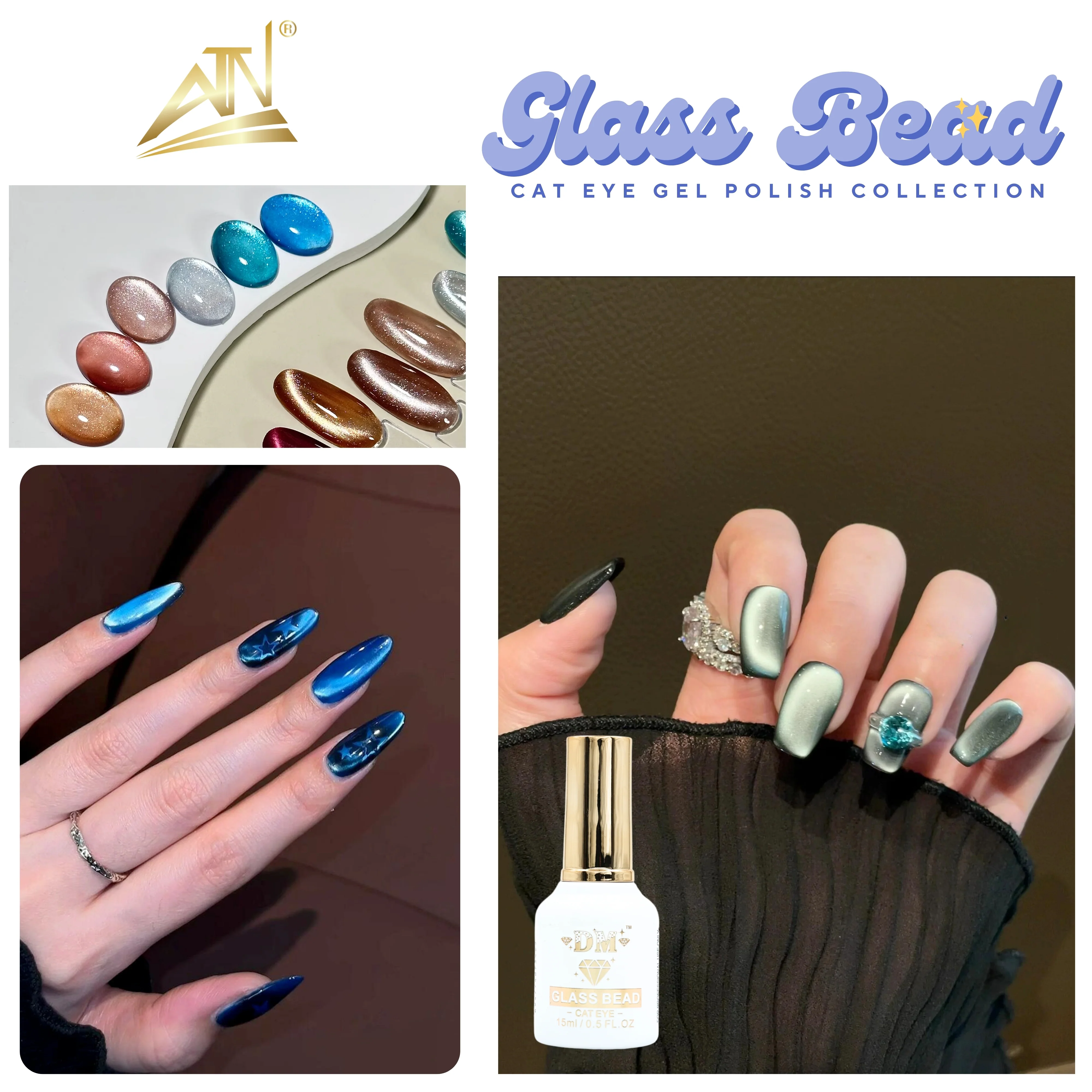 Glass Bead Cat Eye Gel Polish - Set 36 Colors | DM Collection - Image 2