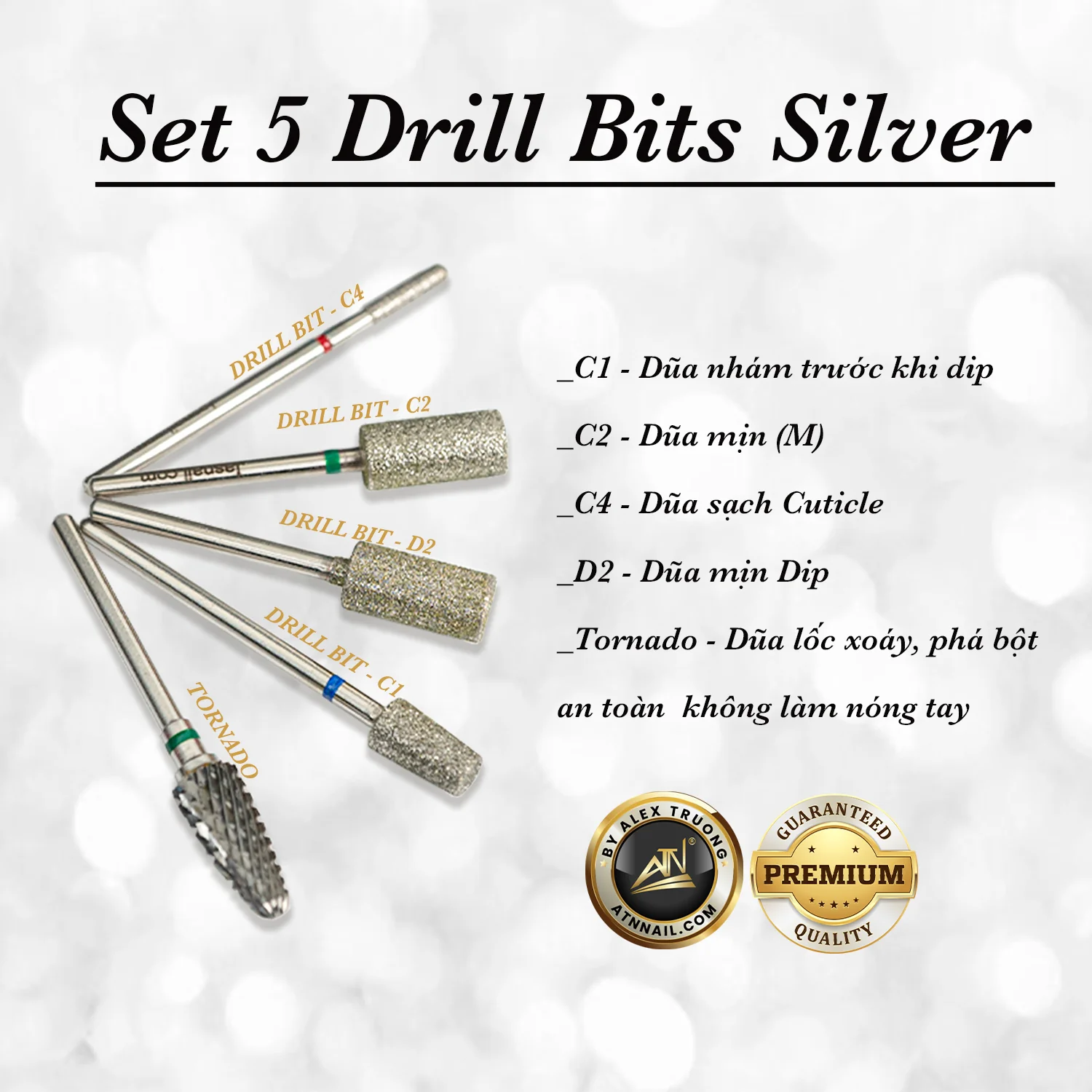 DRILL BIT - SET 5 PCS SILVER