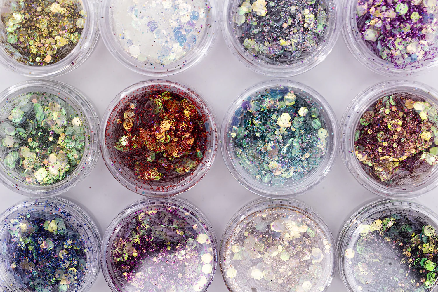 GLITTER - HEXAGON SHAPE MIXED  - SET 12 COLORS - Image 3
