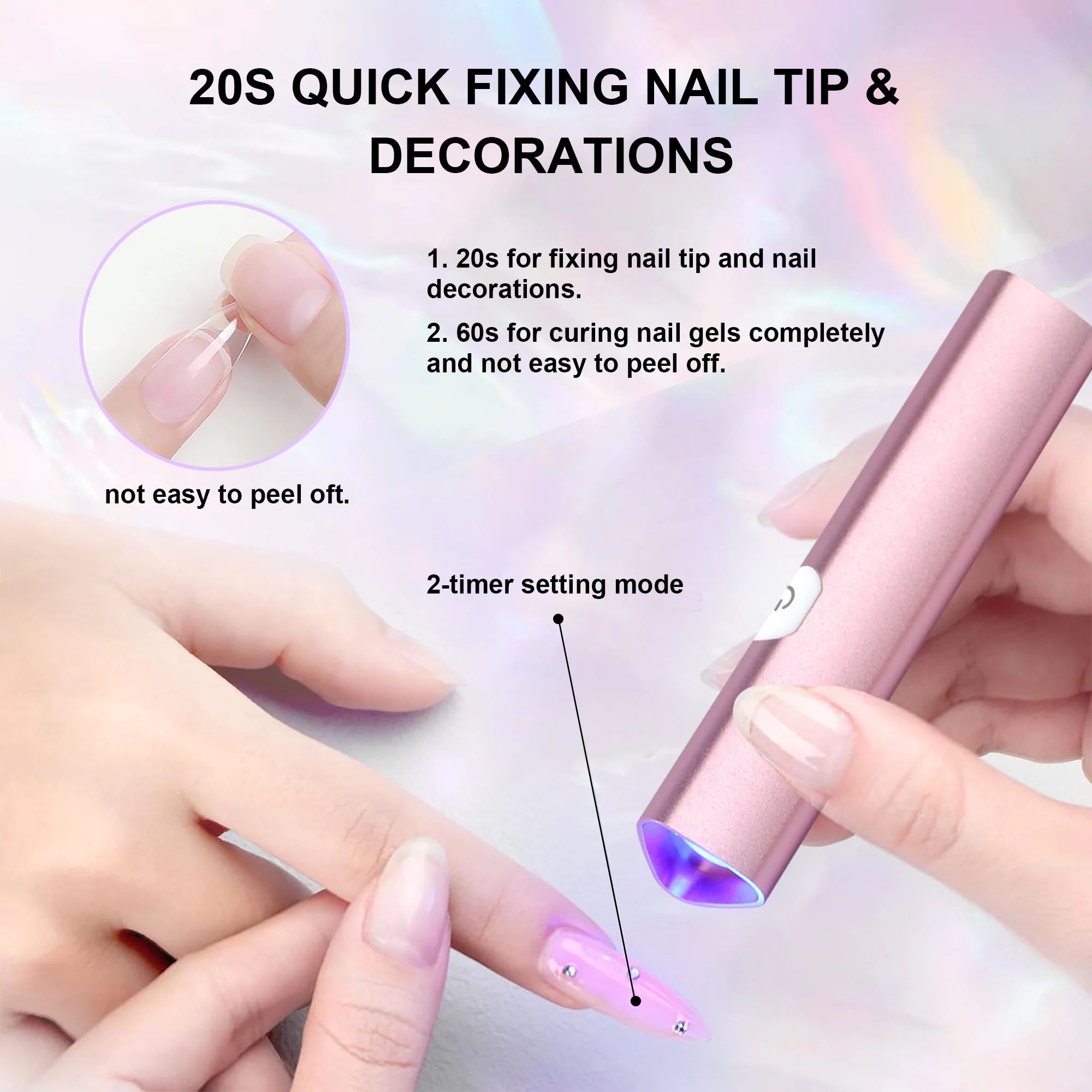 EXTENSION NAIL LAMP-NLY10 - Mini 3W UV LED Nail Lamp – Without LED Screen - With Magnetic - Image 3