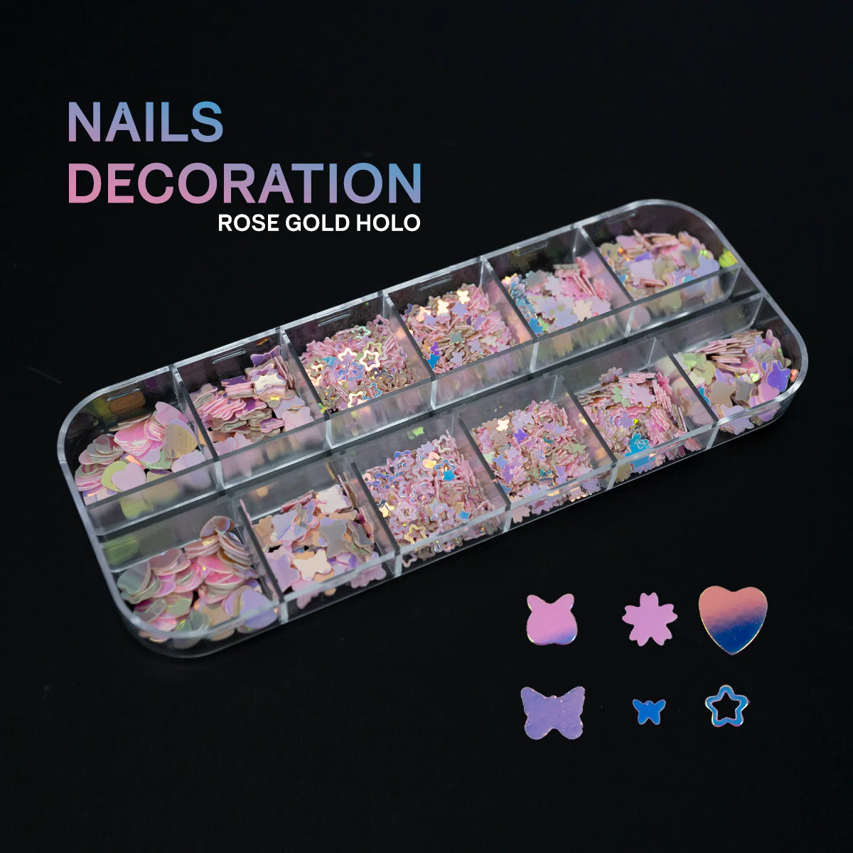 NAILS DECORATION - Multiple Shapes - Heart, Star, Letter, Alphabet, Leaf, Mickey Mouse, Round, Butterfly, Flower - Image 4