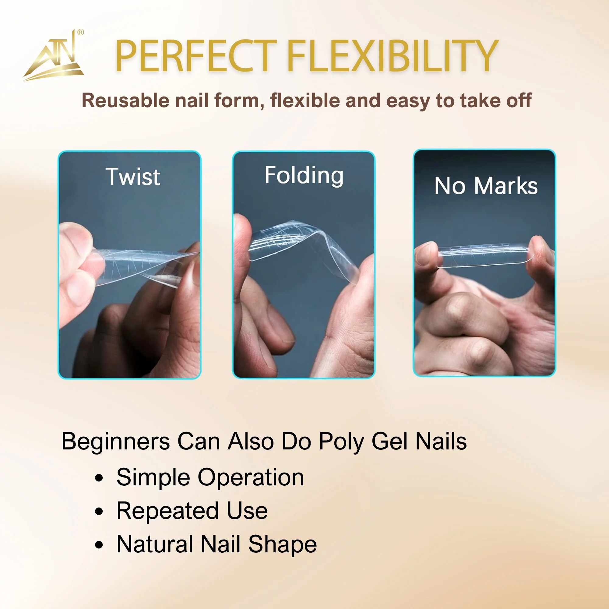 Poly Gel Nail Forms Full Cover Reusable Nail Molds 12 Sizes - Long U-Shaped - Image 5