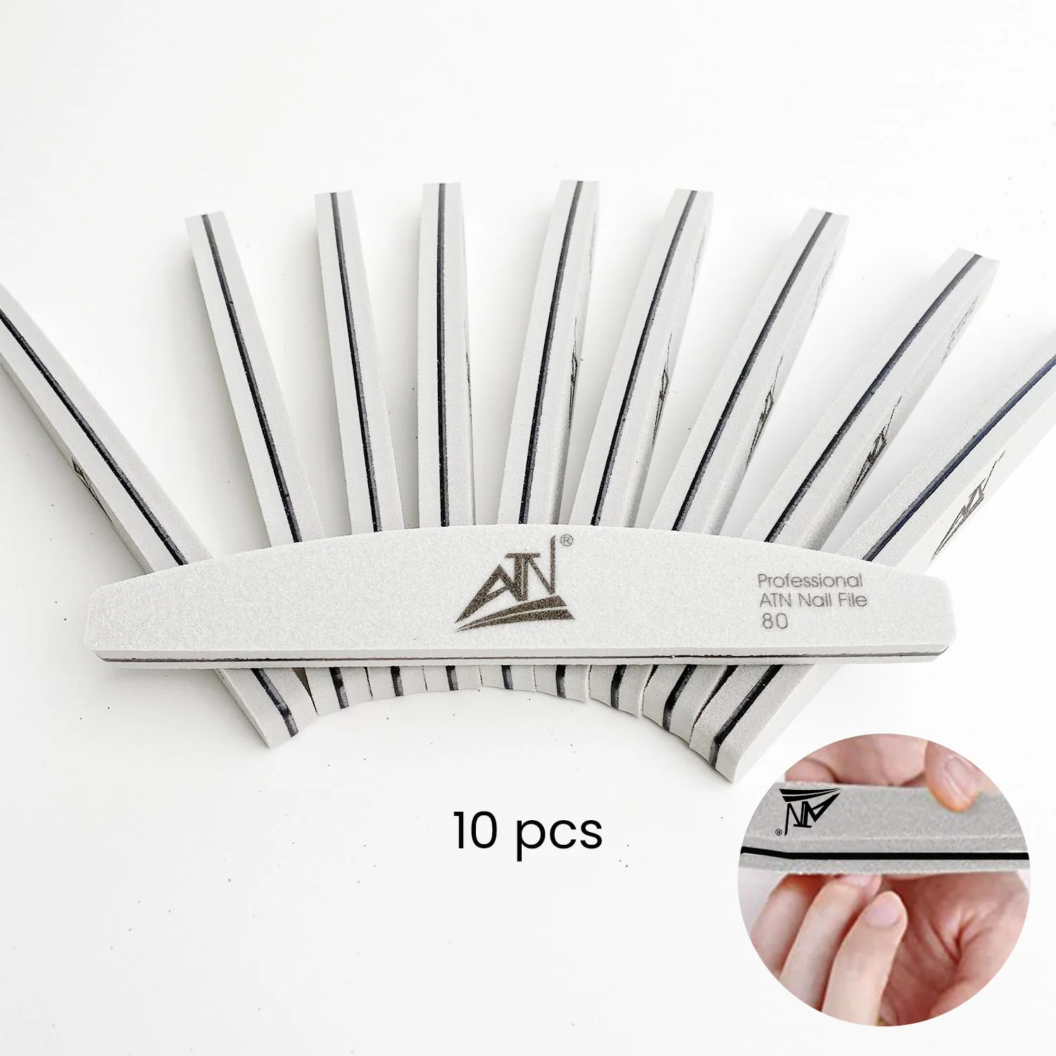 ATN Nail File Buffer Curve 80 - White - Pack 10pcs