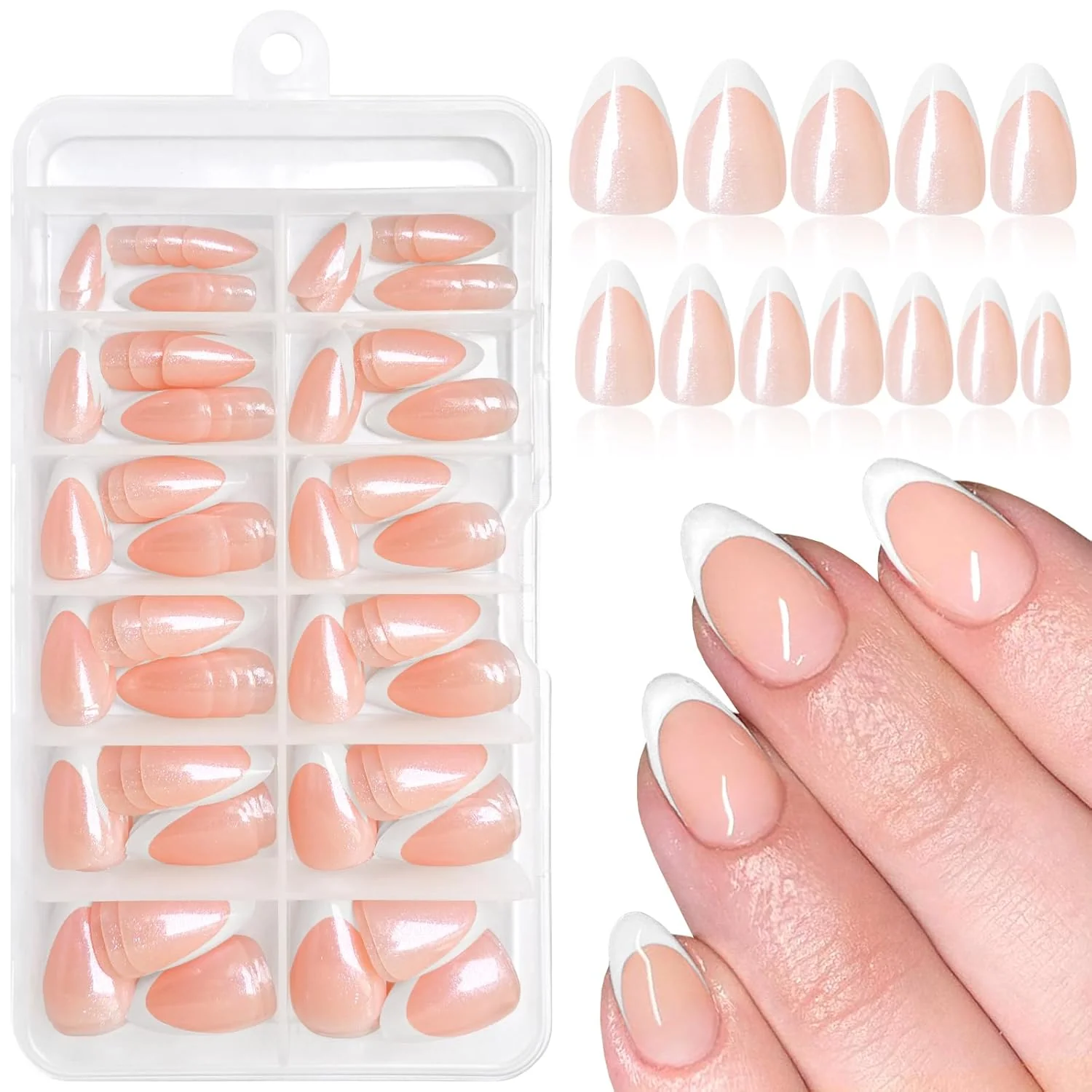 Short Almond French Nails Tips 120 pc