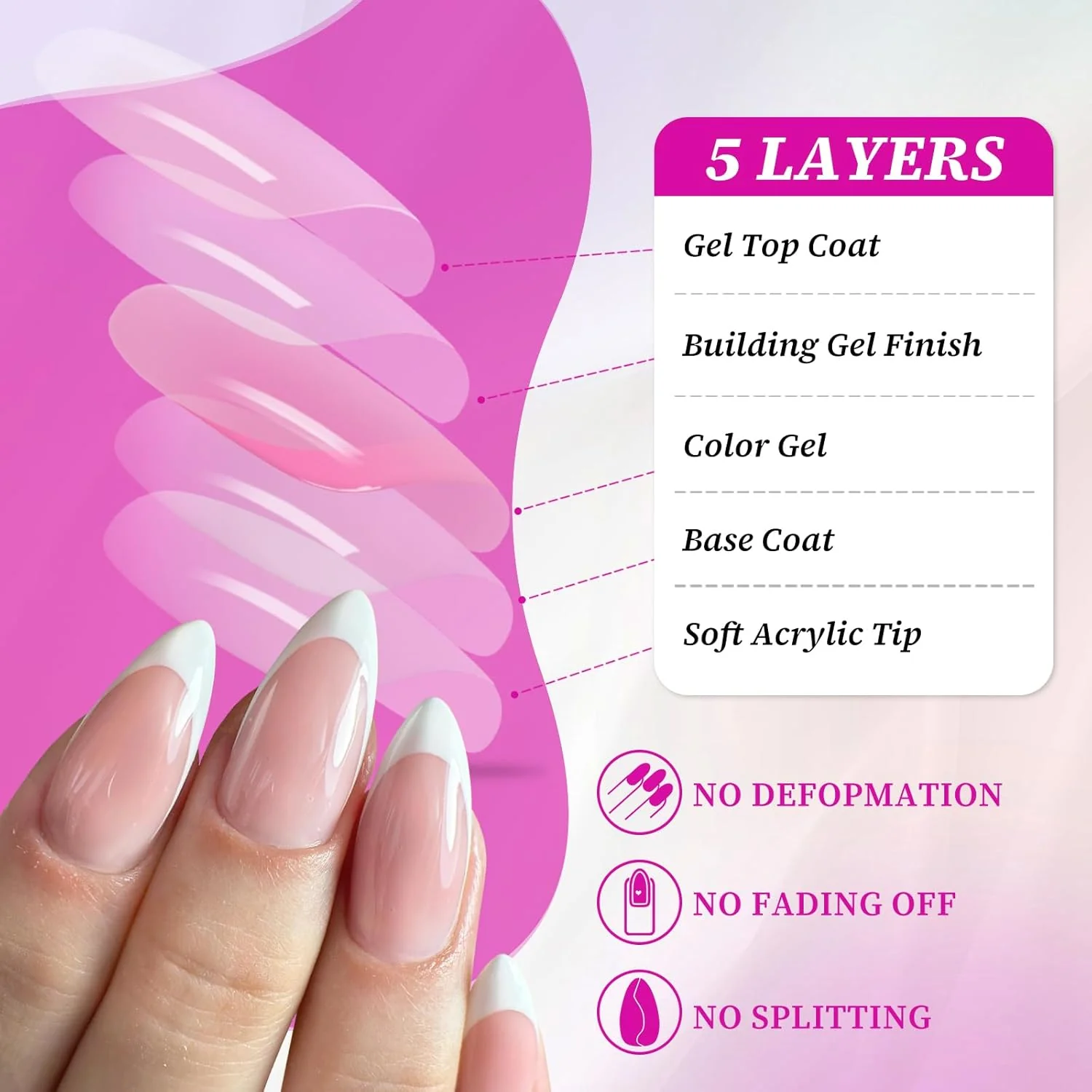Short Almond French Nails Tips 120 pc - Image 2