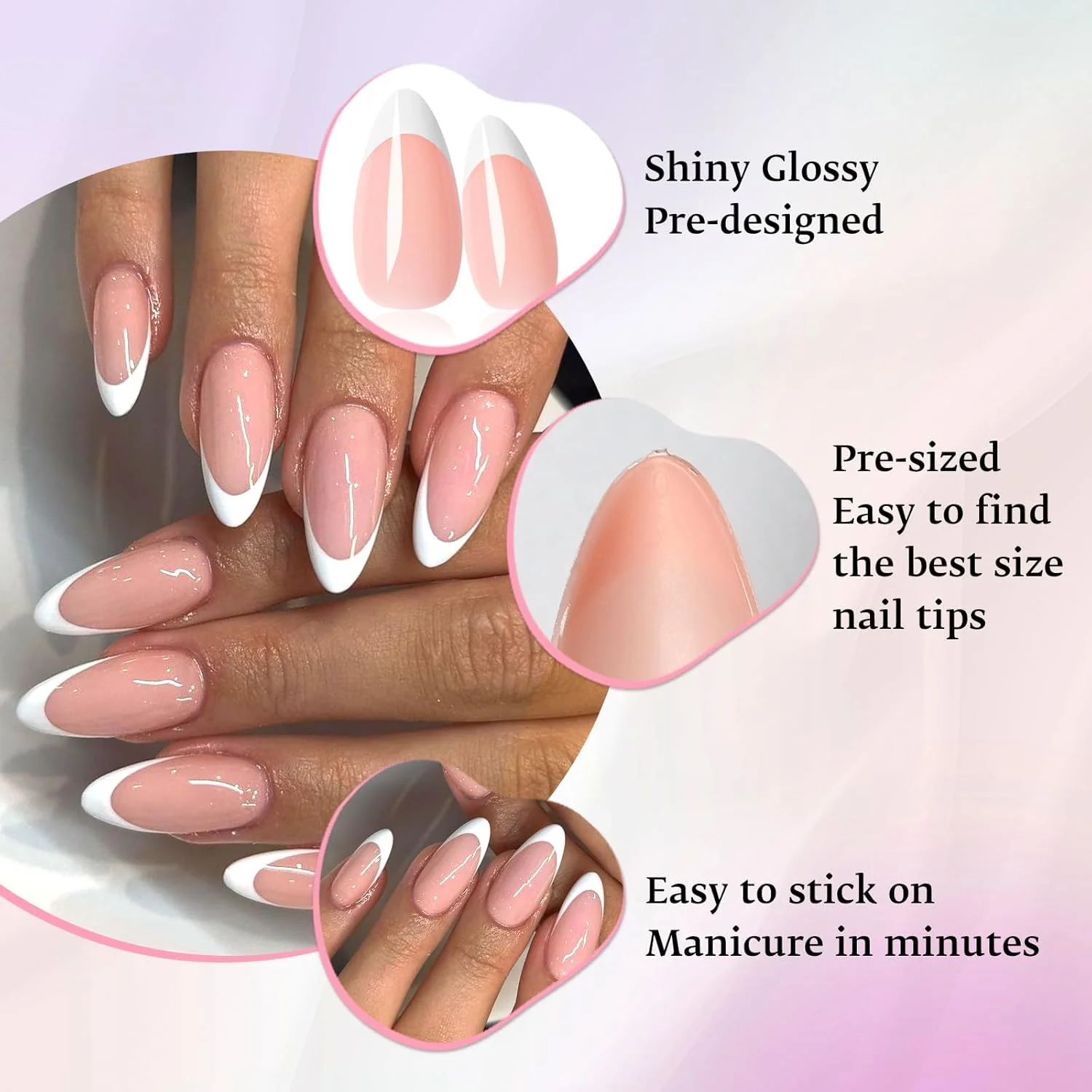 Short Almond French Nails Tips 120 pc - Image 3