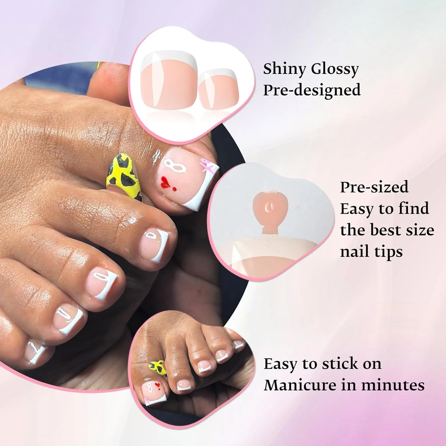 Short Square Toe Nails French Tips 120 pcs - Image 2