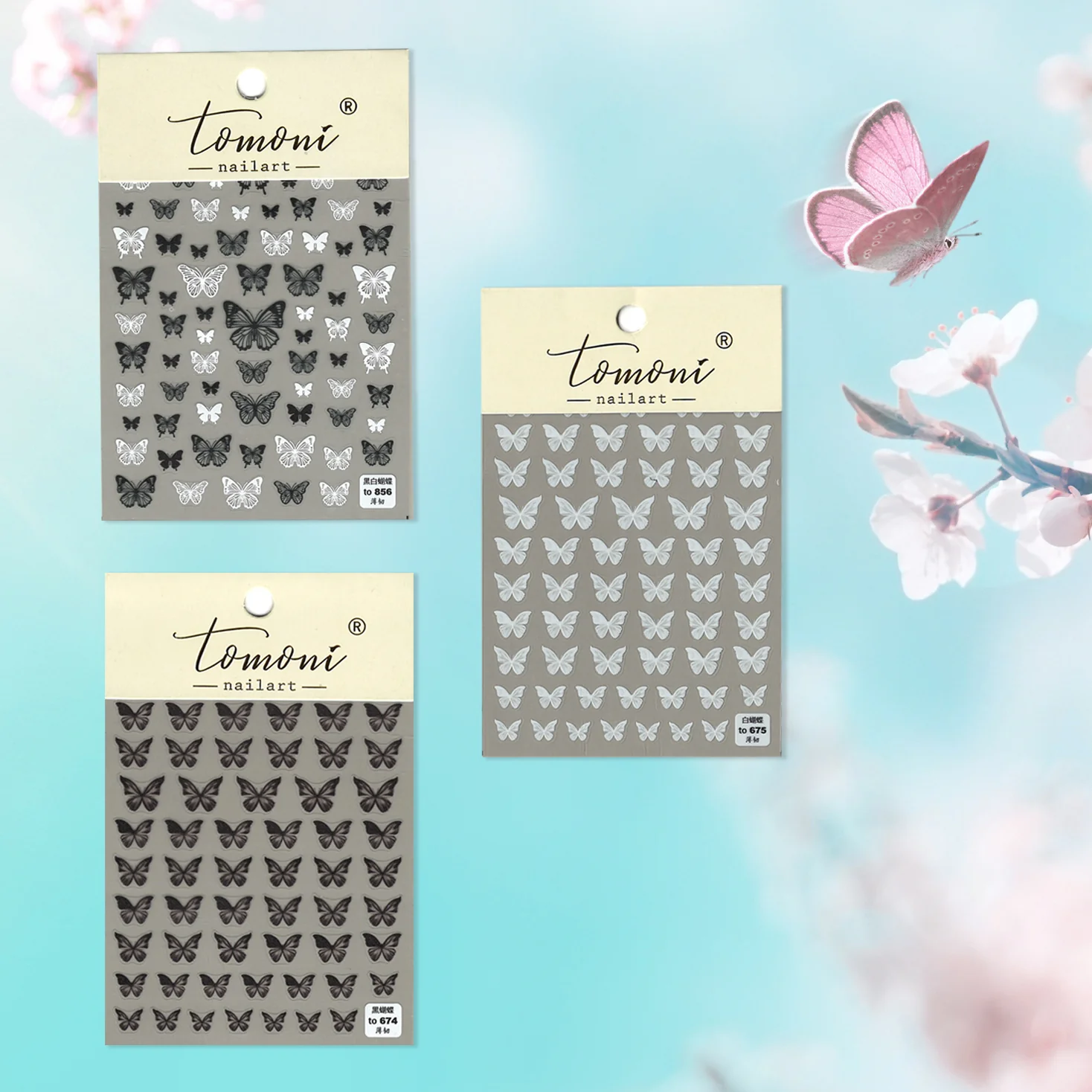 STICKER - BUTTERFLIES - Black & White | SET 3 PCS - Image 2