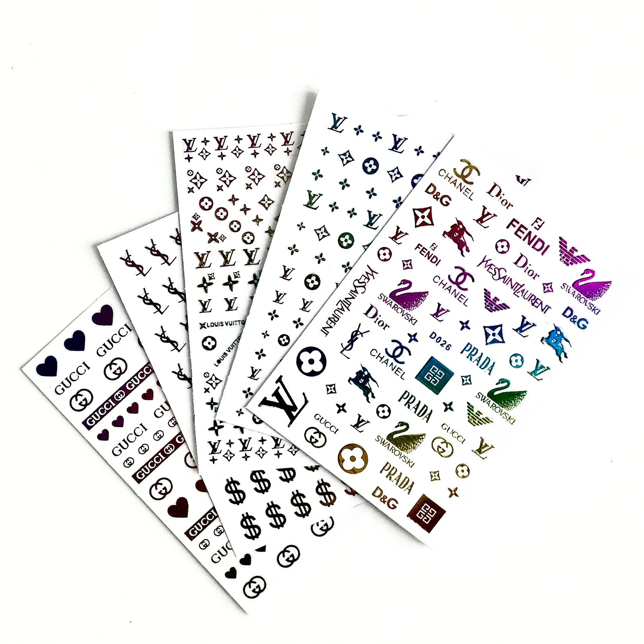 STICKER - BRAND D&G, LV, FENDI HOLOGRAPHIC | SET 5 PCS