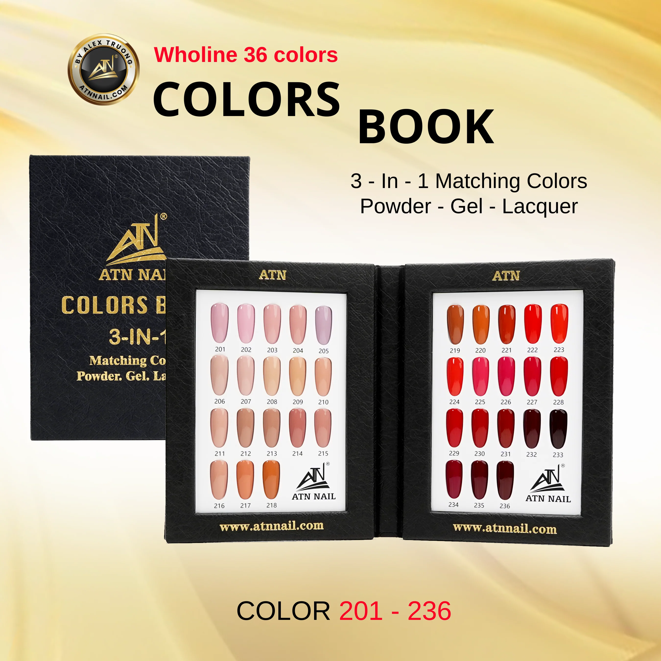 Whole line 36 Colors (From #201 -> #236) – Trio 3 in 1 (Powder-Gel-Lacquer) - Image 3