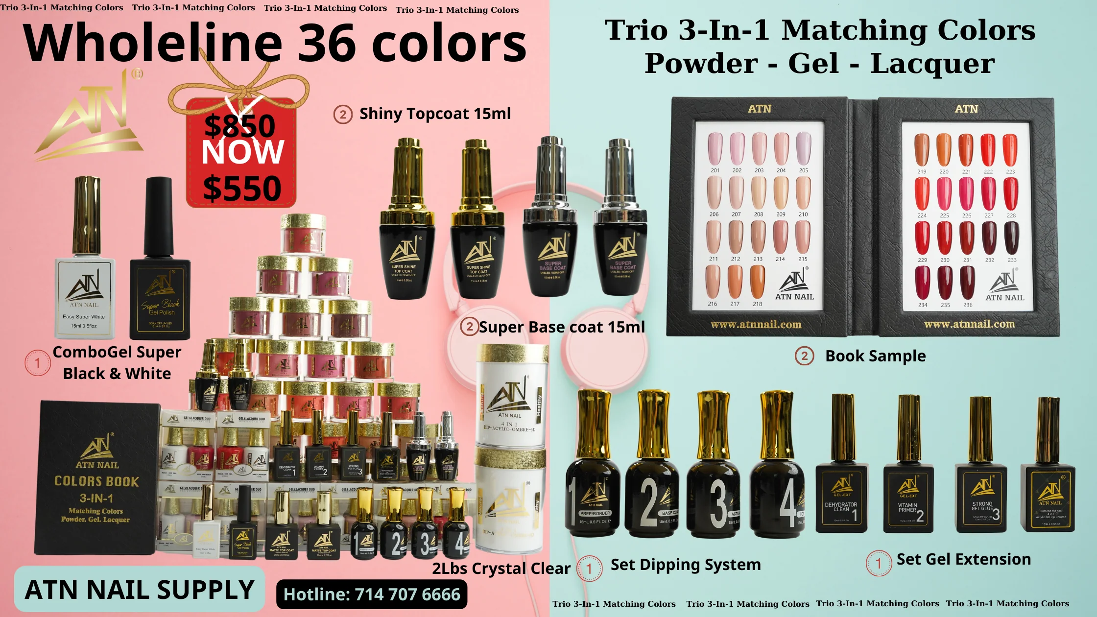 Whole line 36 Colors (From #201 -> #236) – Trio 3 in 1 (Powder-Gel-Lacquer) - Image 6